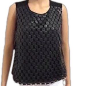 Trouve Black Faux Leather Sleeveless Blouse